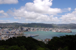 Mount Victoria - Blick auf den Hafen von Wellington